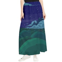 Adventure Time Cartoon Night Green Color Sky Nature Maxi Chiffon Skirt