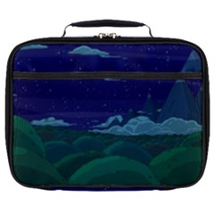 Adventure Time Cartoon Night Green Color Sky Nature Full Print Lunch Bag