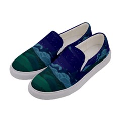 Adventure Time Cartoon Night Green Color Sky Nature Women s Canvas Slip Ons
