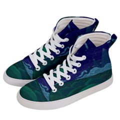 Adventure Time Cartoon Night Green Color Sky Nature Men s Hi-Top Skate Sneakers