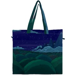 Adventure Time Cartoon Night Green Color Sky Nature Canvas Travel Bag