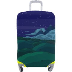 Adventure Time Cartoon Night Green Color Sky Nature Luggage Cover (Large)