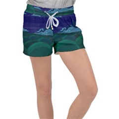 Adventure Time Cartoon Night Green Color Sky Nature Women s Velour Lounge Shorts