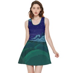 Adventure Time Cartoon Night Green Color Sky Nature Inside Out Reversible Sleeveless Dress by Sarkoni