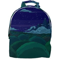 Adventure Time Cartoon Night Green Color Sky Nature Mini Full Print Backpack by Sarkoni