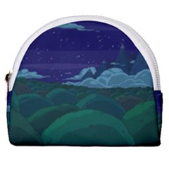 Adventure Time Cartoon Night Green Color Sky Nature Horseshoe Style Canvas Pouch