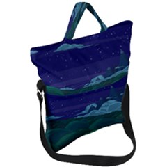 Adventure Time Cartoon Night Green Color Sky Nature Fold Over Handle Tote Bag