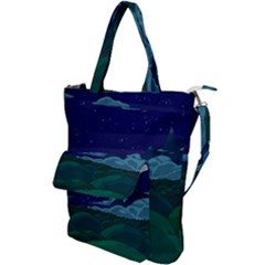 Adventure Time Cartoon Night Green Color Sky Nature Shoulder Tote Bag