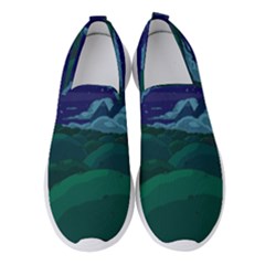 Adventure Time Cartoon Night Green Color Sky Nature Women s Slip On Sneakers