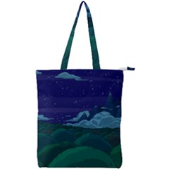 Adventure Time Cartoon Night Green Color Sky Nature Double Zip Up Tote Bag