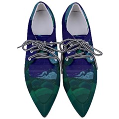 Adventure Time Cartoon Night Green Color Sky Nature Pointed Oxford Shoes