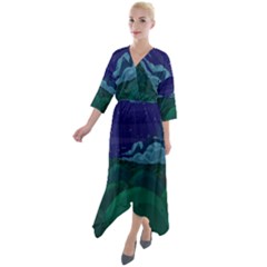 Adventure Time Cartoon Night Green Color Sky Nature Quarter Sleeve Wrap Front Maxi Dress