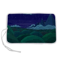 Adventure Time Cartoon Night Green Color Sky Nature Pen Storage Case (S)