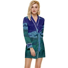 Adventure Time Cartoon Night Green Color Sky Nature Long Sleeve Satin Robe by Sarkoni