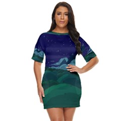 Adventure Time Cartoon Night Green Color Sky Nature Just Threw It On Dress