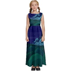 Adventure Time Cartoon Night Green Color Sky Nature Kids  Satin Sleeveless Maxi Dress