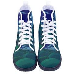 Adventure Time Cartoon Night Green Color Sky Nature Men s High-Top Canvas Sneakers