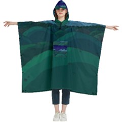 Adventure Time Cartoon Night Green Color Sky Nature Women s Hooded Rain Ponchos