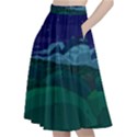 Adventure Time Cartoon Night Green Color Sky Nature A-Line Full Circle Midi Skirt With Pocket View2