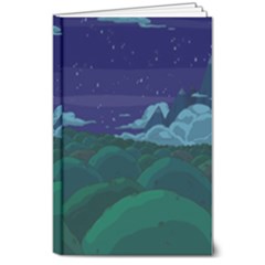 Adventure Time Cartoon Night Green Color Sky Nature 8  x 10  Hardcover Notebook