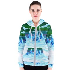 Frost Mountains Illustration Adventure Time Fantasy Art Landscape Women s Zipper Hoodie