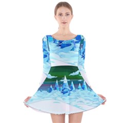 Frost Mountains Illustration Adventure Time Fantasy Art Landscape Long Sleeve Velvet Skater Dress