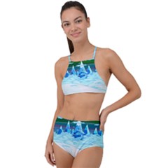 Frost Mountains Illustration Adventure Time Fantasy Art Landscape Halter Tankini Set by Sarkoni