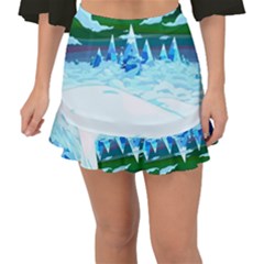 Frost Mountains Illustration Adventure Time Fantasy Art Landscape Fishtail Mini Chiffon Skirt by Sarkoni