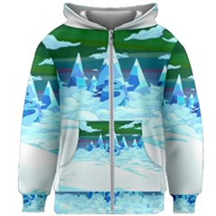 Frost Mountains Illustration Adventure Time Fantasy Art Landscape Kids  Zipper Hoodie Without Drawstring by Sarkoni