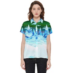 Frost Mountains Illustration Adventure Time Fantasy Art Landscape Short Sleeve Pocket Shirt by Sarkoni