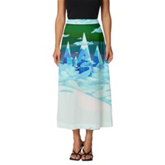 Frost Mountains Illustration Adventure Time Fantasy Art Landscape Classic Midi Chiffon Skirt by Sarkoni