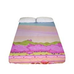 Pink And White Forest Illustration Adventure Time Cartoon Fitted Sheet (full/ Double Size)