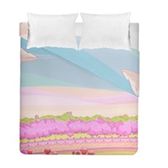 Pink And White Forest Illustration Adventure Time Cartoon Duvet Cover Double Side (full/ Double Size)
