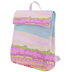 Pink And White Forest Illustration Adventure Time Cartoon Flap Top Backpack by Sarkoni