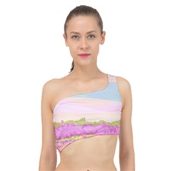 Pink And White Forest Illustration Adventure Time Cartoon Spliced Up Bikini Top  by Sarkoni