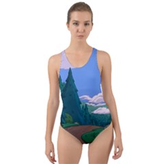 Adventure Time Cartoon Pathway Cut-out Back One Piece Swimsuit