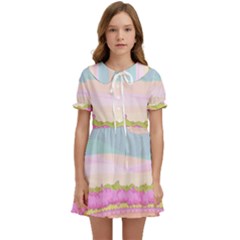 Pink And White Forest Illustration Adventure Time Cartoon Kids  Sweet Collar Dress by Sarkoni