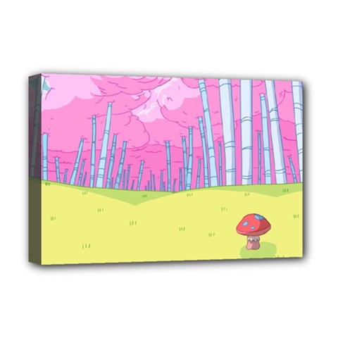 Red Mushroom Animation Adventure Time Cartoon Multi Colored Deluxe Canvas 18  X 12  (stretched)