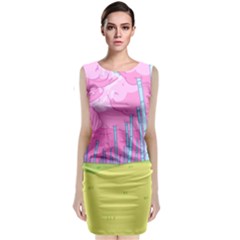 Red Mushroom Animation Adventure Time Cartoon Multi Colored Classic Sleeveless Midi Dress