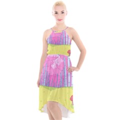 Red Mushroom Animation Adventure Time Cartoon Multi Colored High-low Halter Chiffon Dress  by Sarkoni