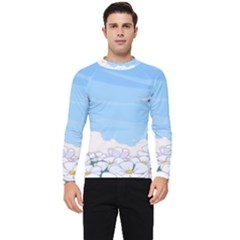 White Petaled Flowers Illustration Adventure Time Cartoon Men s Long Sleeve Rash Guard by Sarkoni