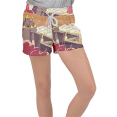 Animated Castle Illustration Adventure Time Cartoon Nature Women s Velour Lounge Shorts