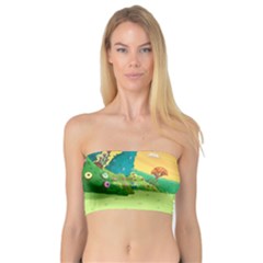 Green Field Illustration Adventure Time Multi Colored Bandeau Top by Sarkoni
