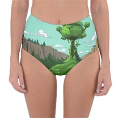 Adventure Time Cartoon Green Color Nature  Sky Reversible High-waist Bikini Bottoms by Sarkoni