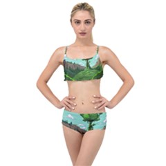 Adventure Time Cartoon Green Color Nature  Sky Layered Top Bikini Set by Sarkoni