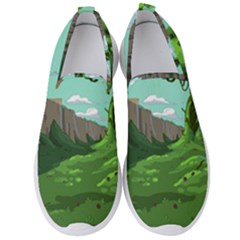 Adventure Time Cartoon Green Color Nature  Sky Men s Slip On Sneakers by Sarkoni