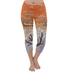 Adventure Time Cartoon Landscape Trees Capri Winter Leggings 