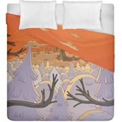 Adventure Time Cartoon Landscape Trees Duvet Cover Double Side (king Size)