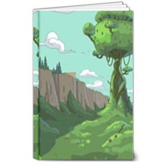 Adventure Time Cartoon Green Color Nature  Sky 8  X 10  Hardcover Notebook by Sarkoni