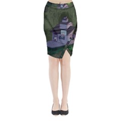 Purple House Cartoon Character Adventure Time Architecture Midi Wrap Pencil Skirt